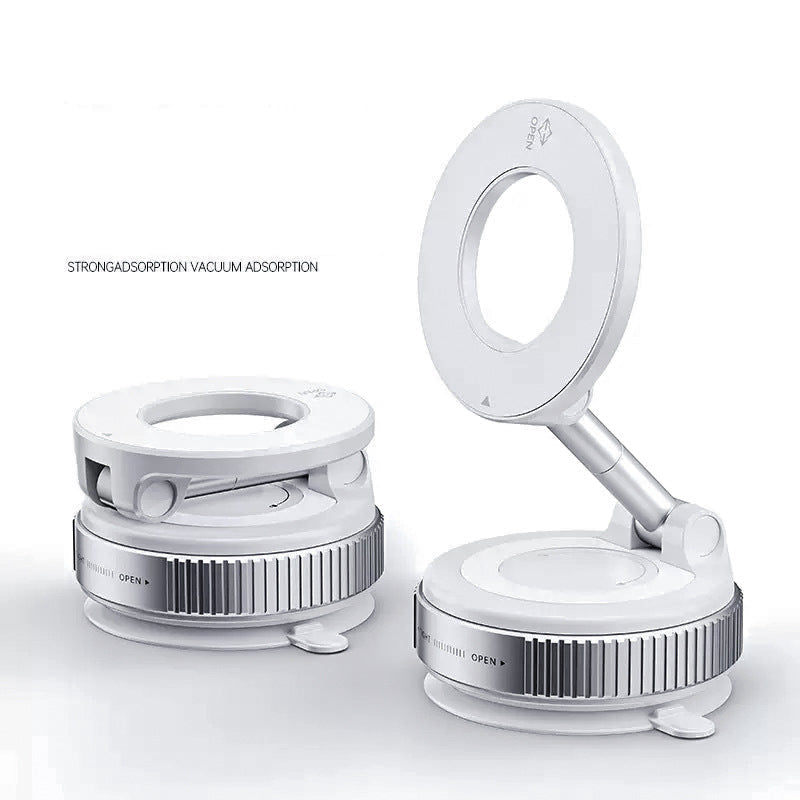 Two bright silver phone holders with a flexible arm on a white background.